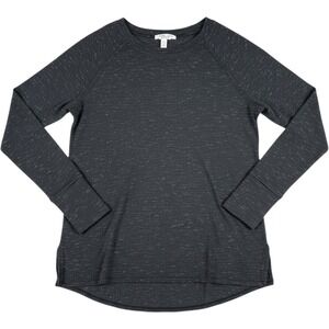 Spring + Mercer Space Dye Tee Split Back Thumbhole Charcoal Large Womens Top